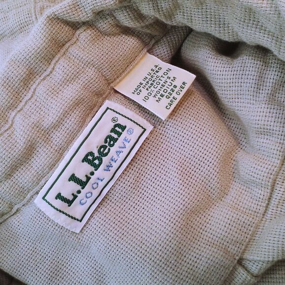 Vintage 80s L.L. Bean Coolweave Shirt Top Lady-M Cotton ButtonUp SSL Vents Tan - Picture 12 of 16